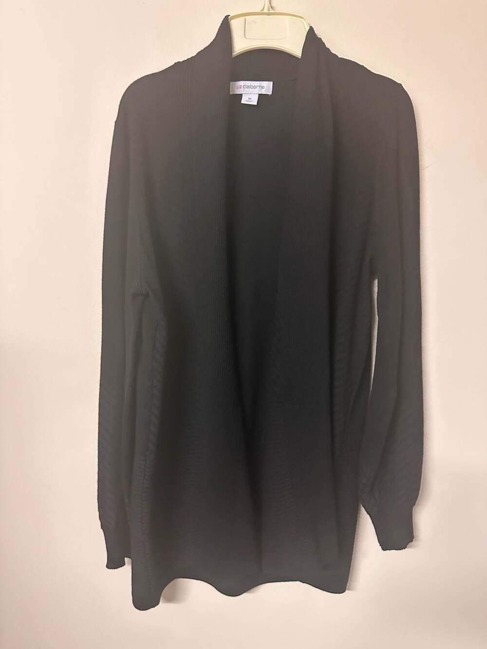 Liz Claiborne Cardigan Size M Black Open Front Sweater